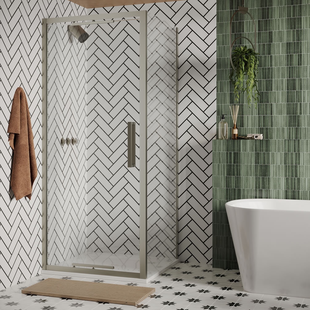 Crosswater Asura 8 Nickel 800 Infold Door | Sanctuary